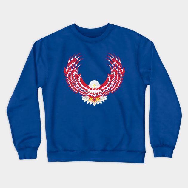 Blue red and white bald eagle Crewneck Sweatshirt by AnnArtshock